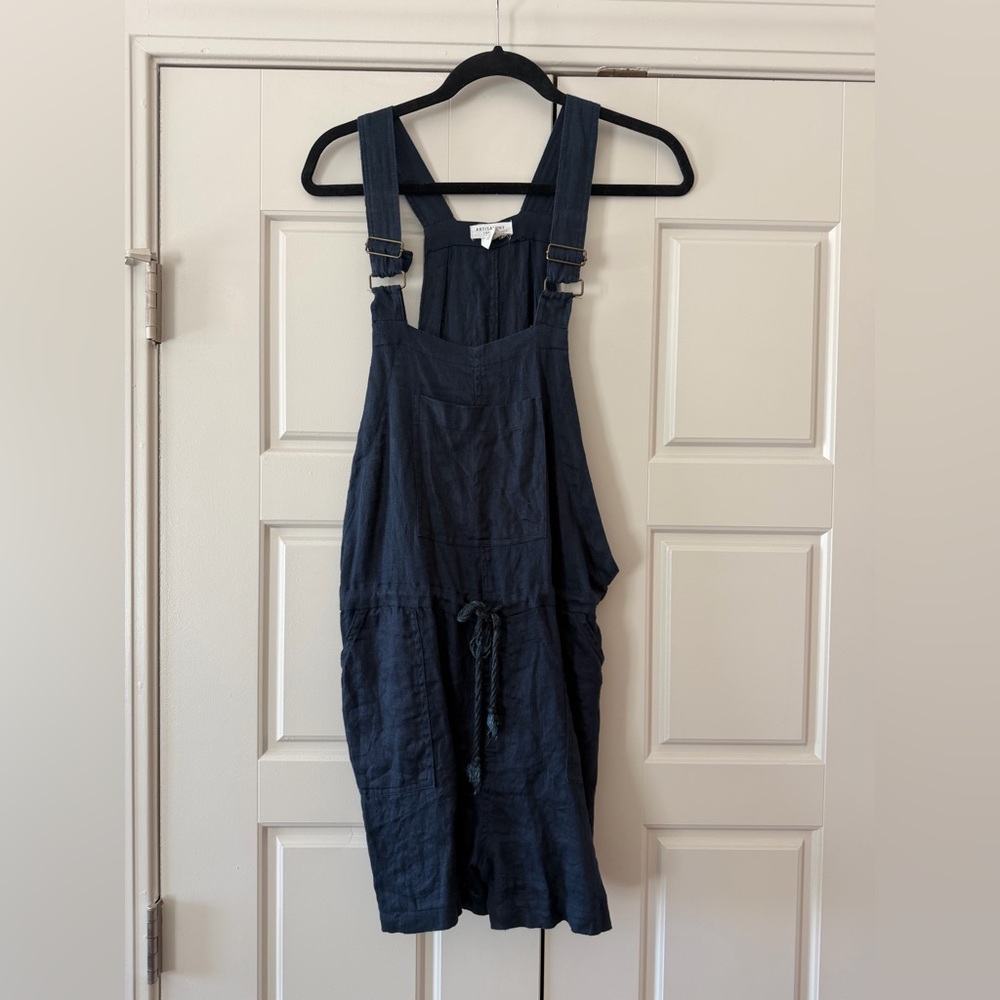 Artisan Ny Navy Linen Short Jumpsuit